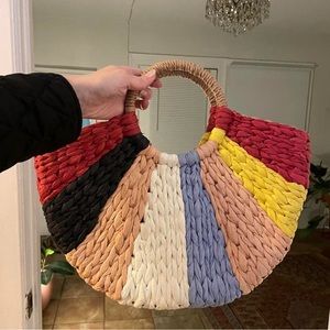 NWOT multi color straw bag - very French